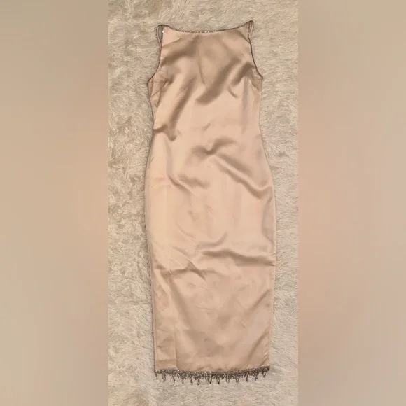 New HOUSE OF CB 'Margiela' Ivory Crystallised Midi Dress sz M - Picture 5 of 11